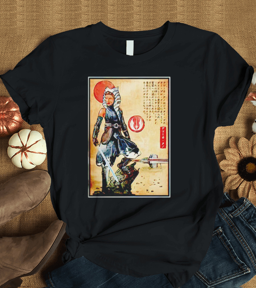 The Way Of Fulcrum Ahsoka Tano Jedi Order Katana Japanese Style Set Neon Fitted_m22f16 T-Shirt