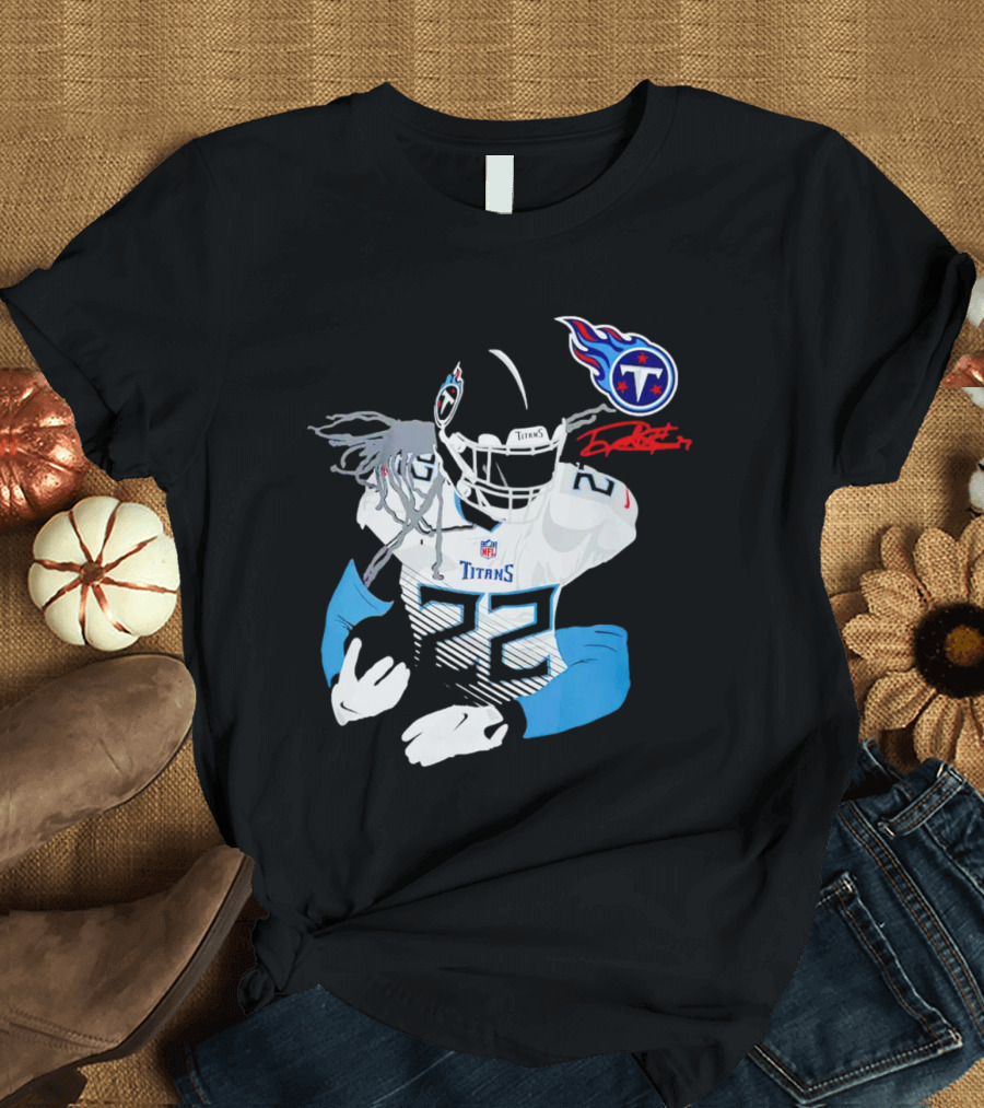 Derrick Henry Tennessee Titans NFL Jersey With Logo And Signature T-Shirt
