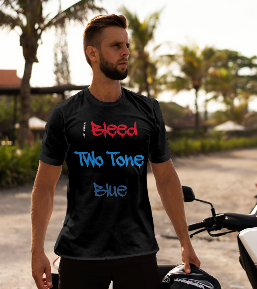I Bleed Two Tone Blue Dripping Graffiti T-Shirt