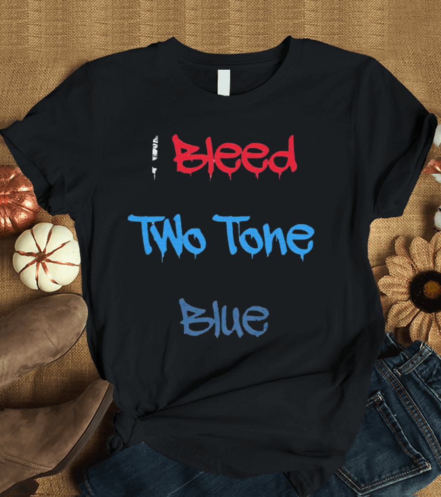 I Bleed Two Tone Blue Dripping Graffiti T-Shirt