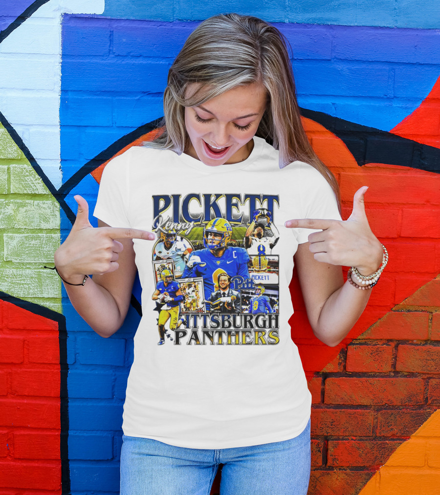 Kenny Pickett Pittsburgh Panthers Football Quarterback Action Collage T-Shirt