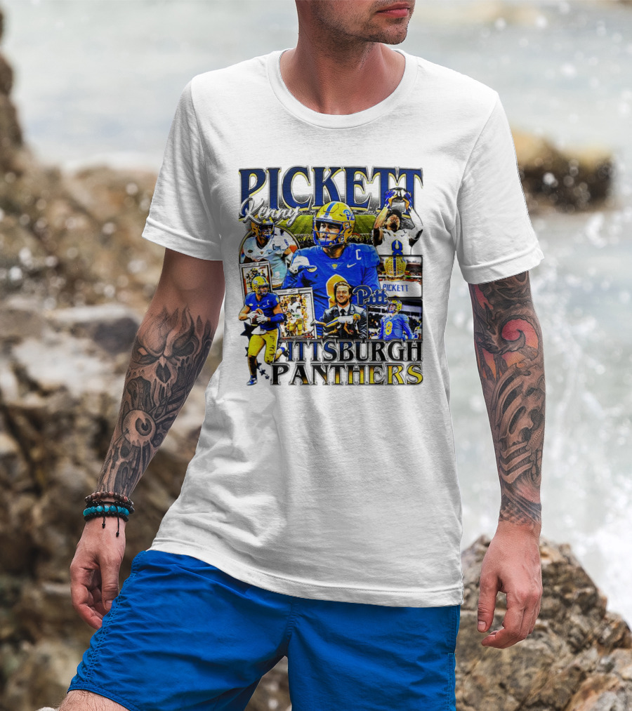 Kenny Pickett Pittsburgh Panthers Football Quarterback Action Collage T-Shirt