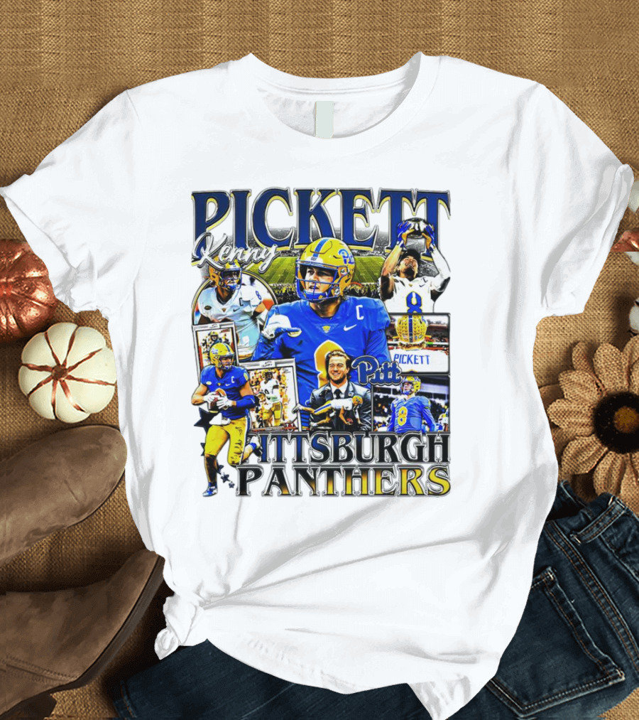 Kenny Pickett Pittsburgh Panthers Football Quarterback Action Collage T-Shirt