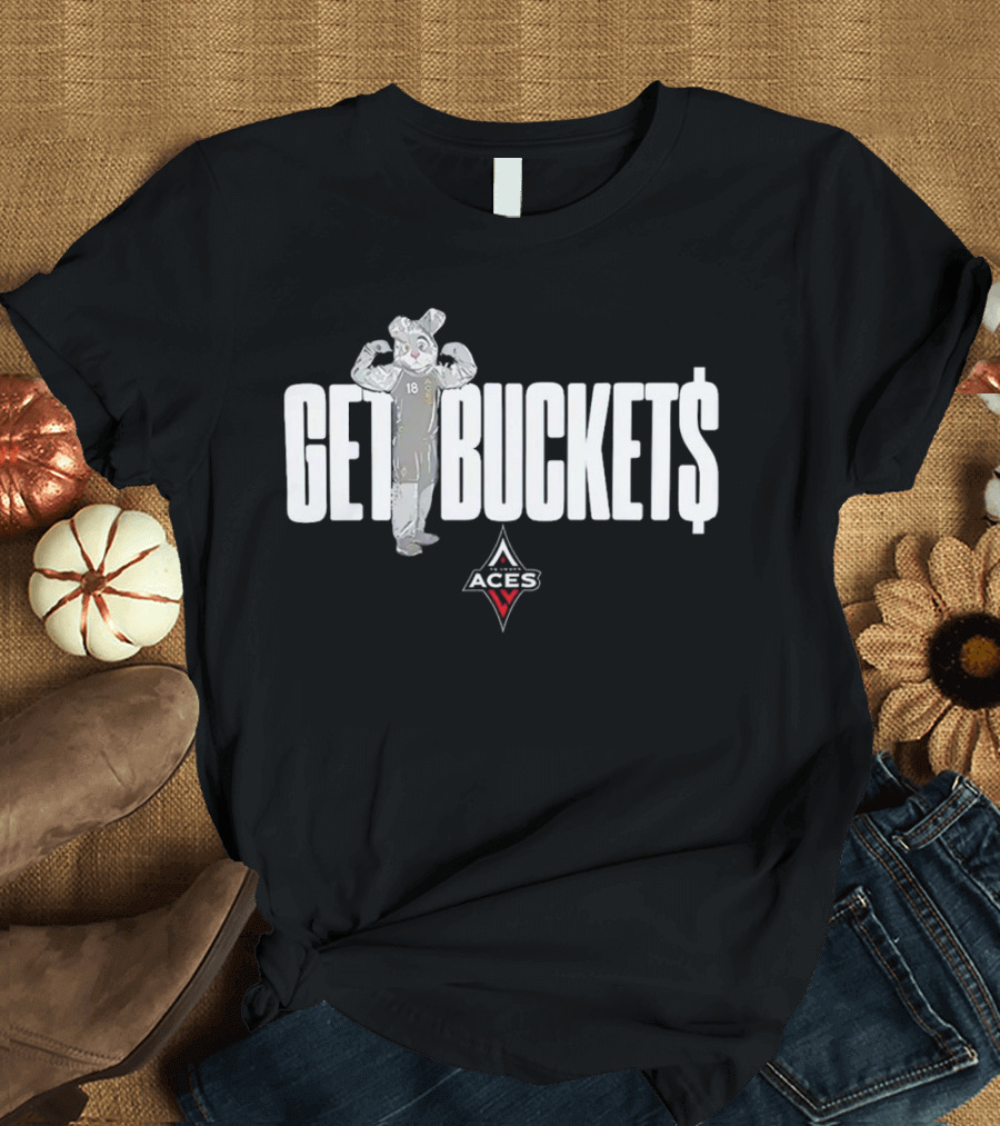 Las Vegas Aces Mascot Get Bucket$ Featuring Team T-Shirt