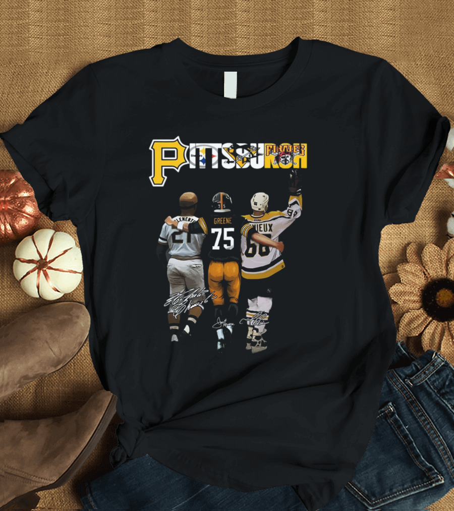 Pittsburgh Sports Legends Clemente Greene Lemieux Signatures T-Shirt