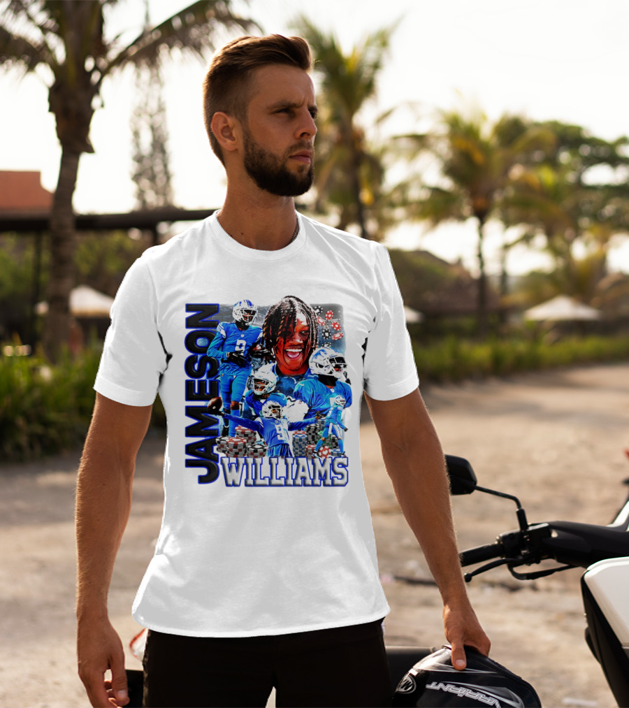 Jameson Williams Detroit Lions Football NFL Athlete Montage T-Shirt
