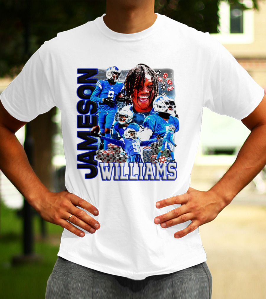 Jameson Williams Detroit Lions Football NFL Athlete Montage T-Shirt