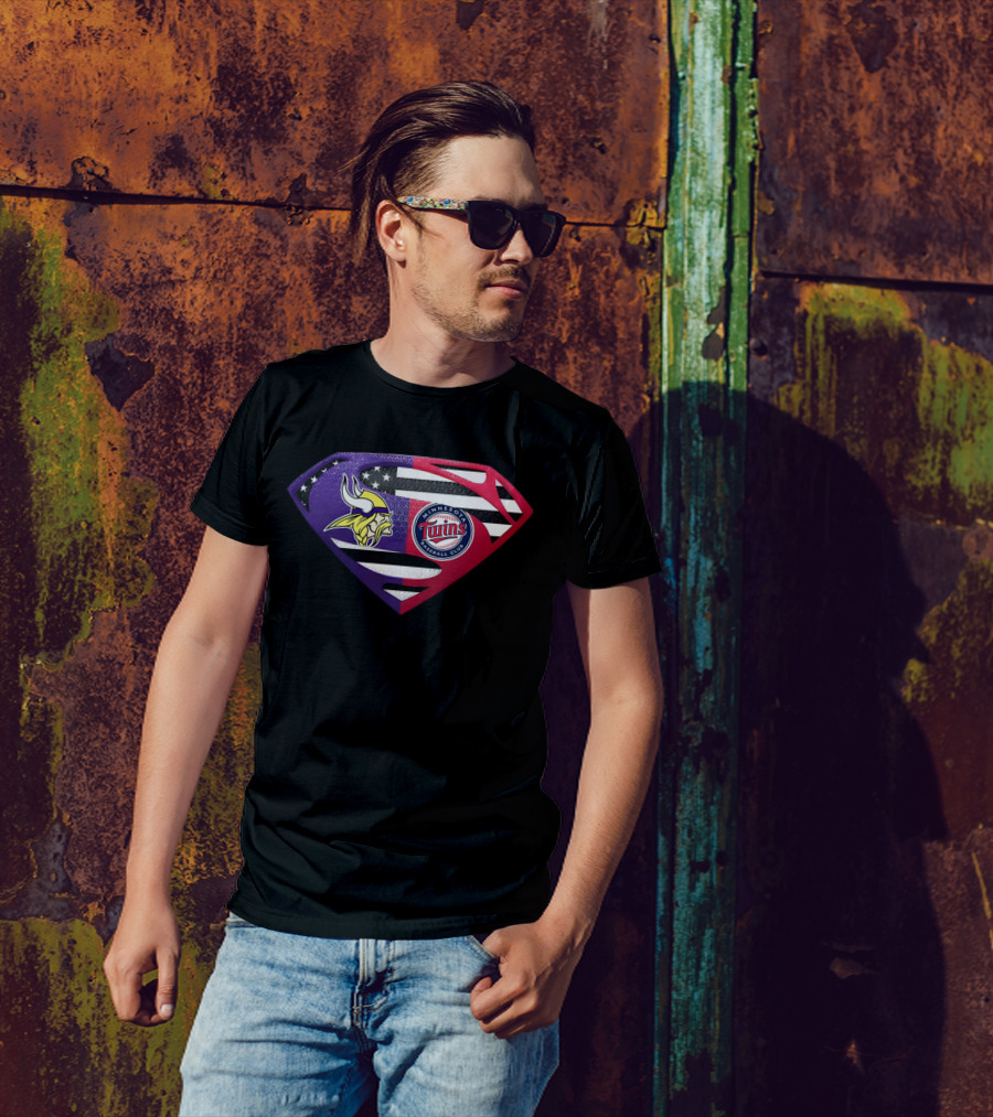 Minnesota Vikings Twins Superman Crossover Emblem T-Shirt