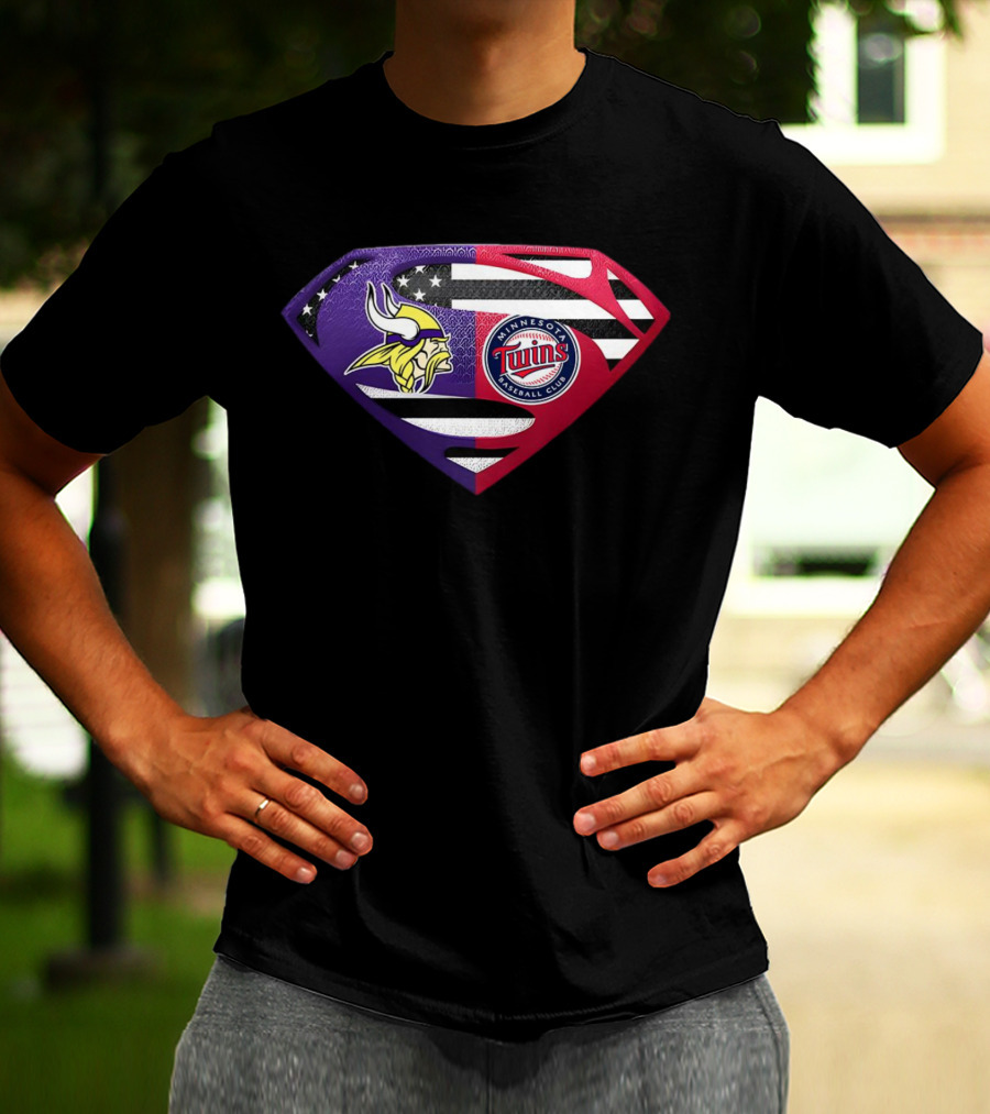 Minnesota Vikings Twins Superman Crossover Emblem T-Shirt