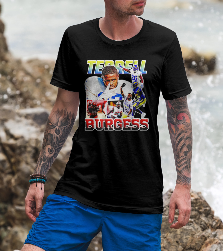 Terrell Burgess Los Angeles Rams Football Collage T-Shirt