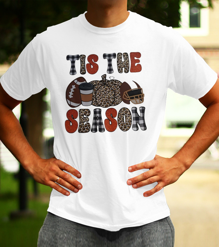 Tis The Season Football Pumpkin Coffee Helmet T-Shirt