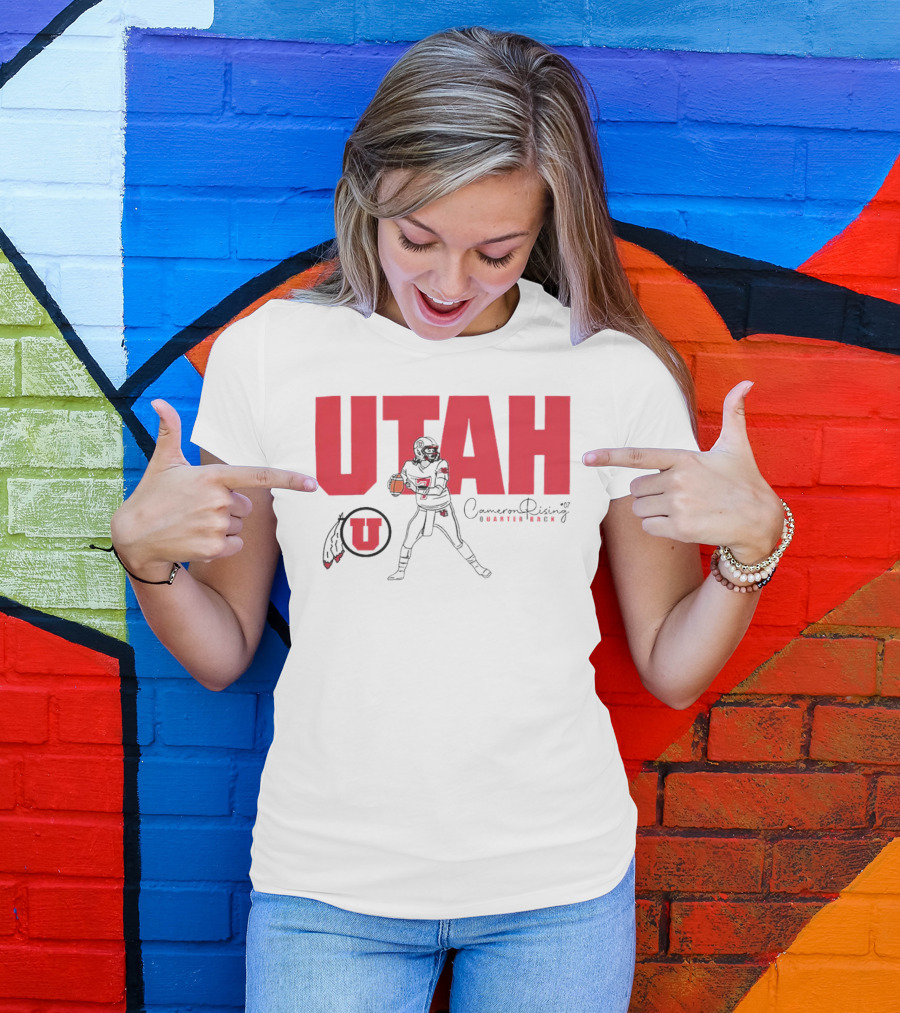 Utah Utes #7 Cameron Rising Quarterback Caricature T-Shirt