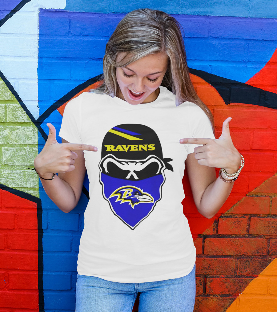 Ravens Skull Bandana Logo Baltimore Ravens T-Shirt
