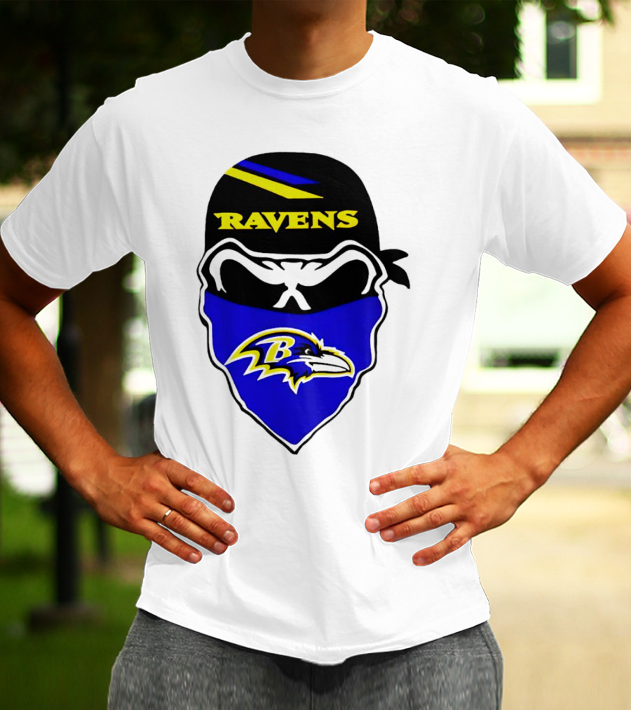 Ravens Skull Bandana Logo Baltimore Ravens T-Shirt