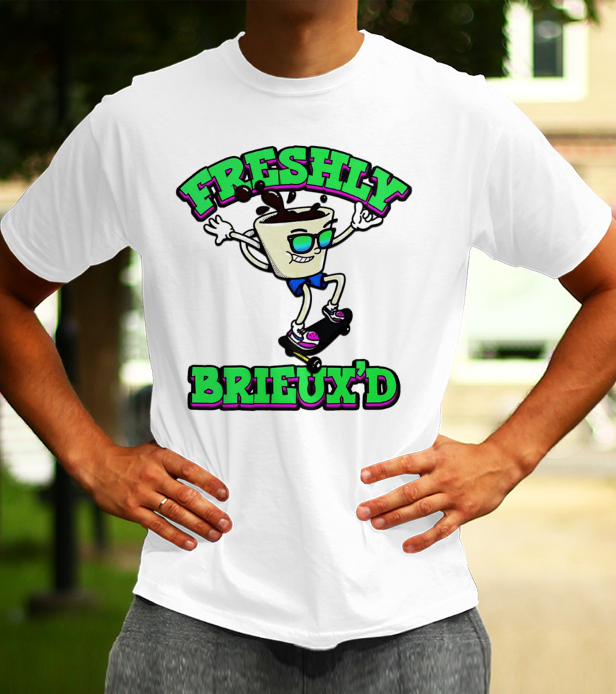 Freshly Brieux'd Skateboarding Cup Character T-Shirt