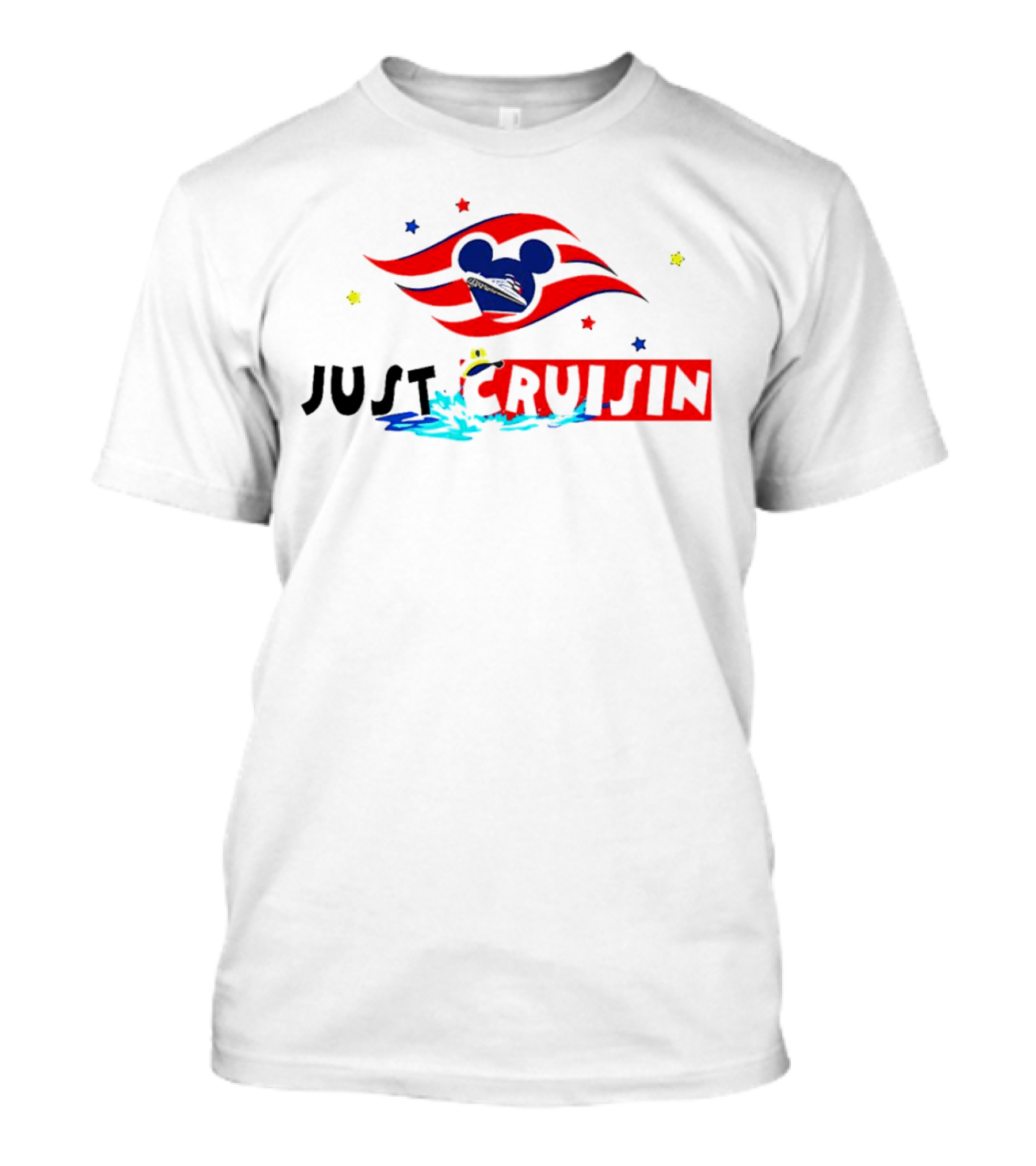 Just Cruisin Disney Cruise Mickey Silhouette Waves T-Shirt