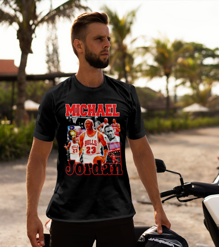 Michael Jordan Bulls 23 Basketball Legend Collage T-Shirt