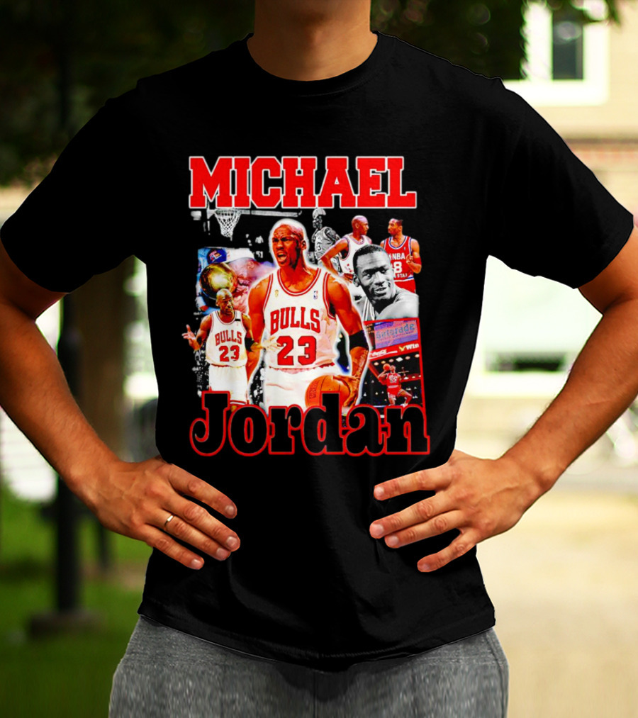 Michael Jordan Bulls 23 Basketball Legend Collage T-Shirt