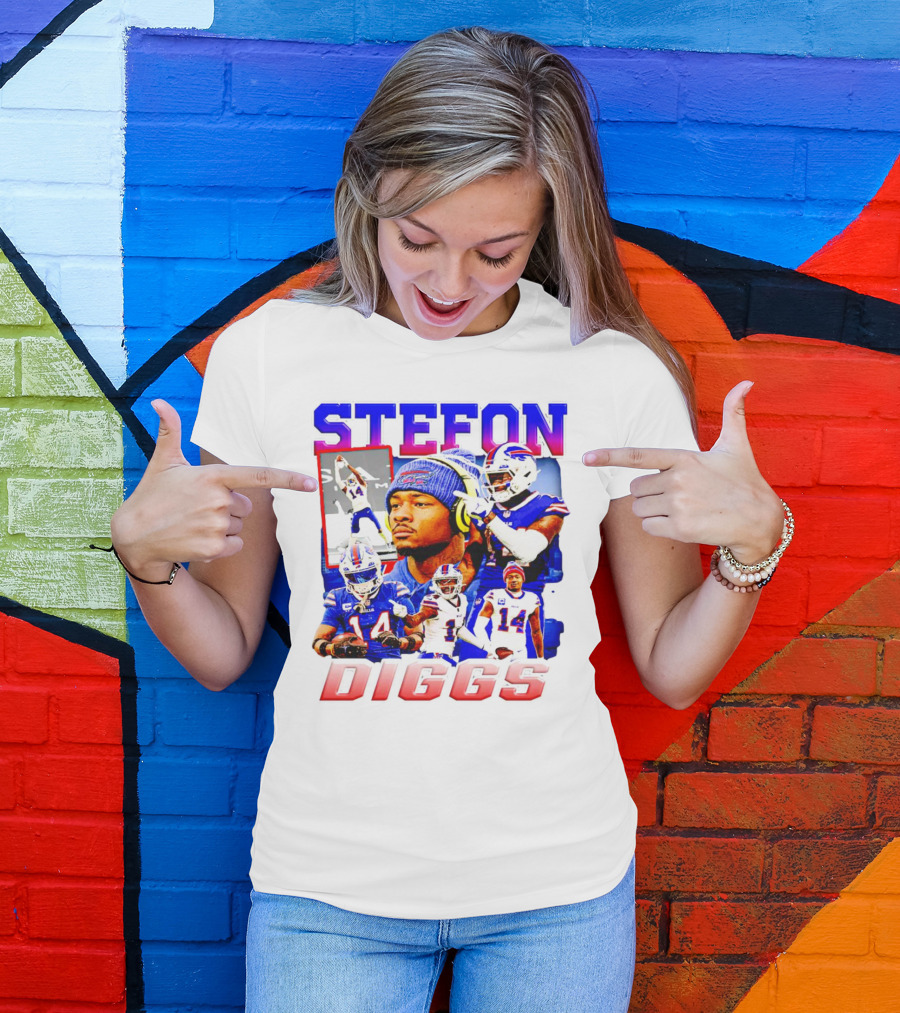 Stefon Diggs Buffalo Bills Football NFL Player Collage In Action T-Shirt