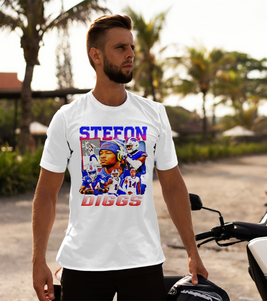Stefon Diggs Buffalo Bills Football NFL Player Collage In Action T-Shirt