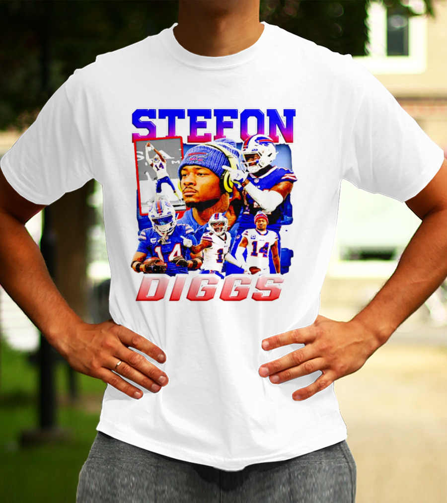 Stefon Diggs Buffalo Bills Football NFL Player Collage In Action T-Shirt