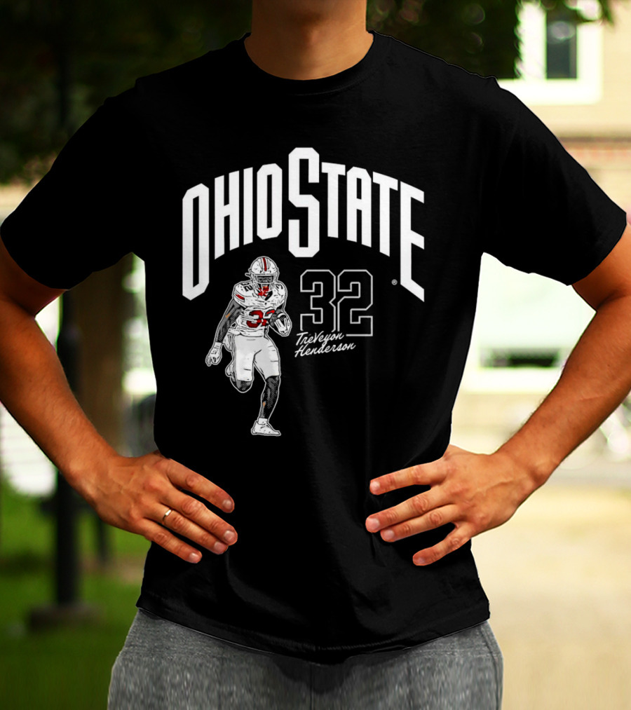 Ohio State Buckeyes Treveyon Henderson 32 Cartoon Player T-Shirt