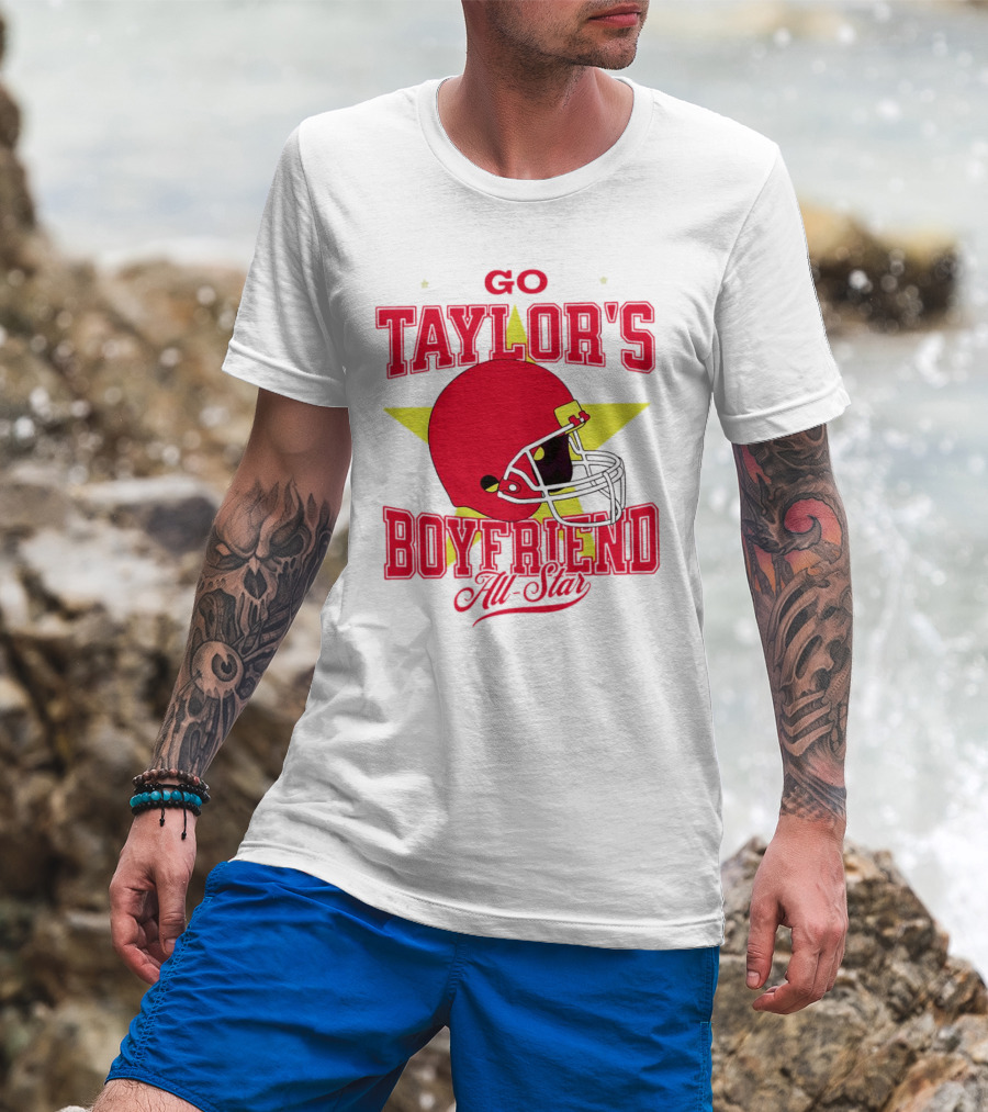 Go Taylor's Boyfriend All-Star Red Helmet Kansas City Chiefs T-Shirt