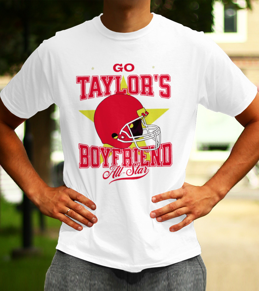 Go Taylor's Boyfriend All-Star Red Helmet Kansas City Chiefs T-Shirt