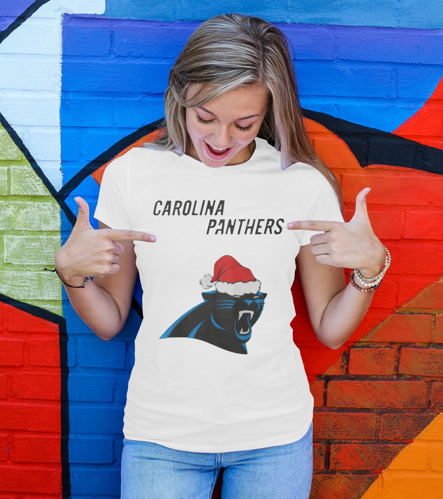 Carolina Panthers Christmas Santa Hat T-Shirt