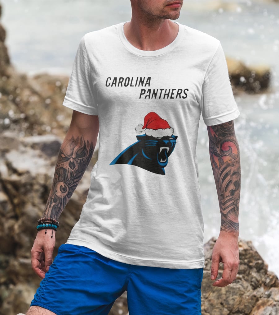 Carolina Panthers Christmas Santa Hat T-Shirt