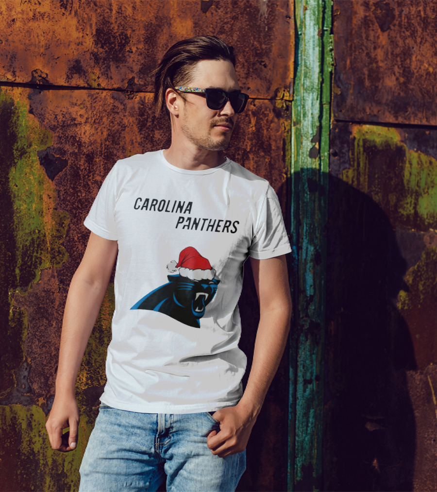 Carolina Panthers Christmas Santa Hat T-Shirt