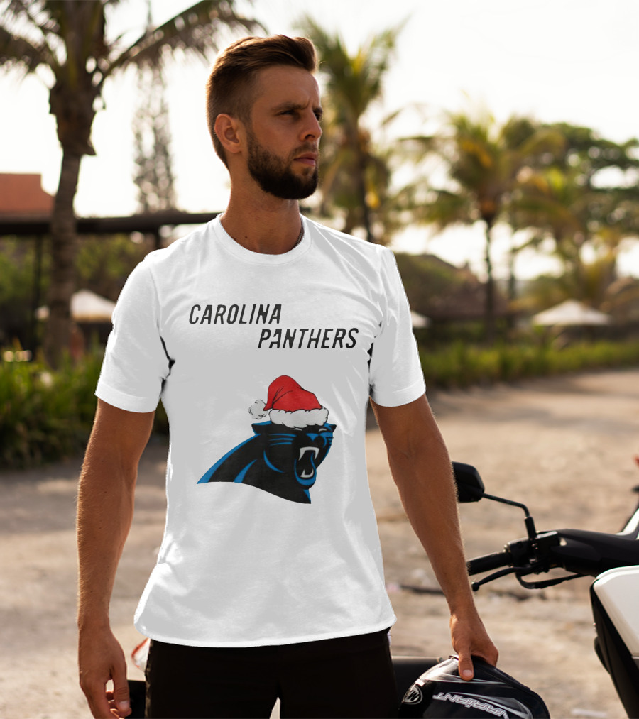 Carolina Panthers Christmas Santa Hat T-Shirt