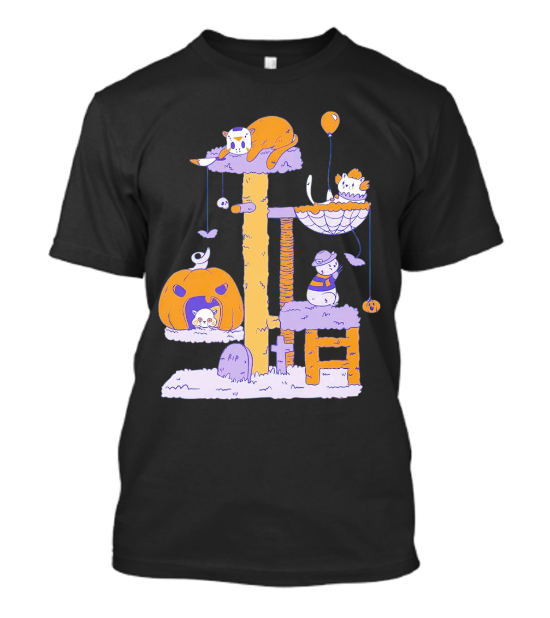 Cat Horror Icons Halloween Pumpkin Creepy Playhouse T-Shirt