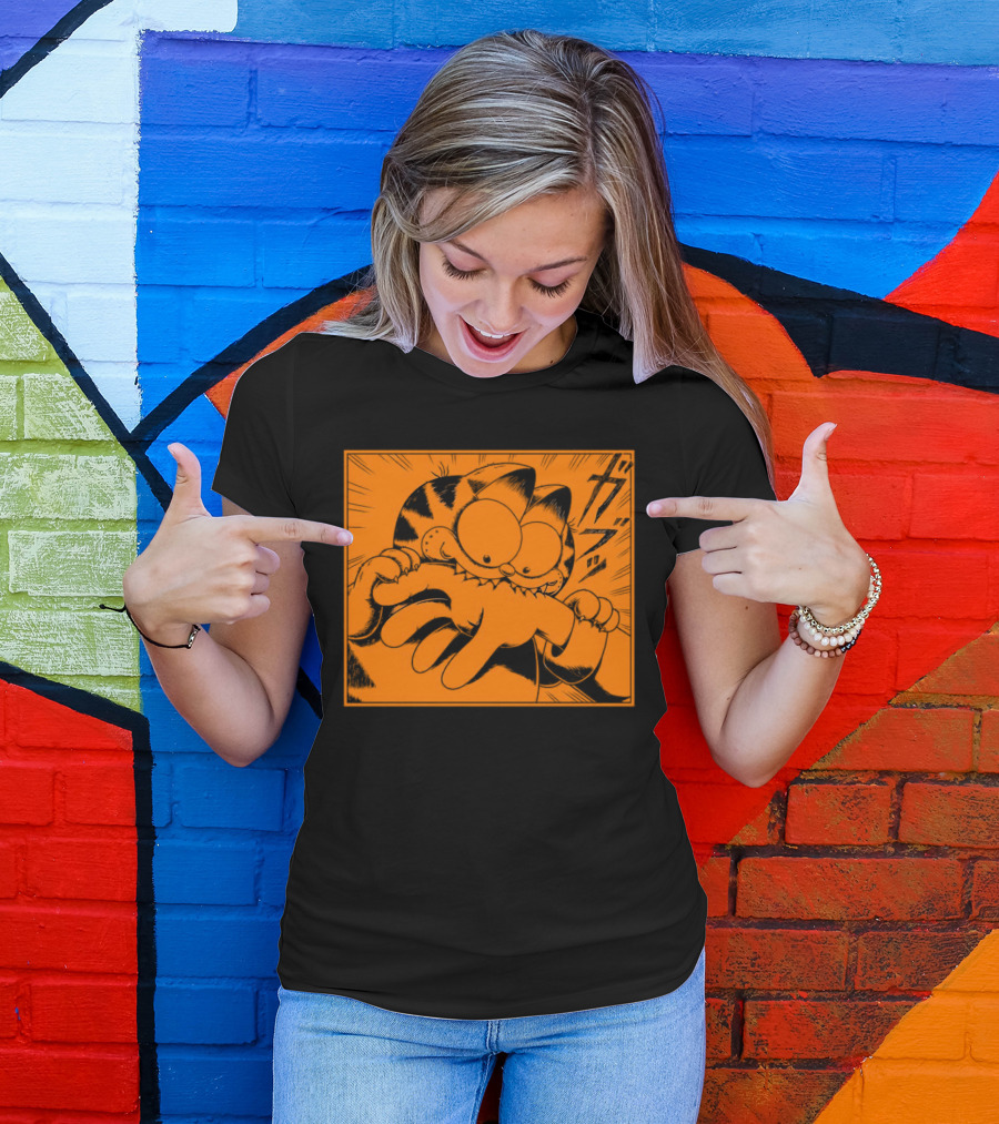 Garfield Manga Style Bite Hand Comic Panel T-Shirt