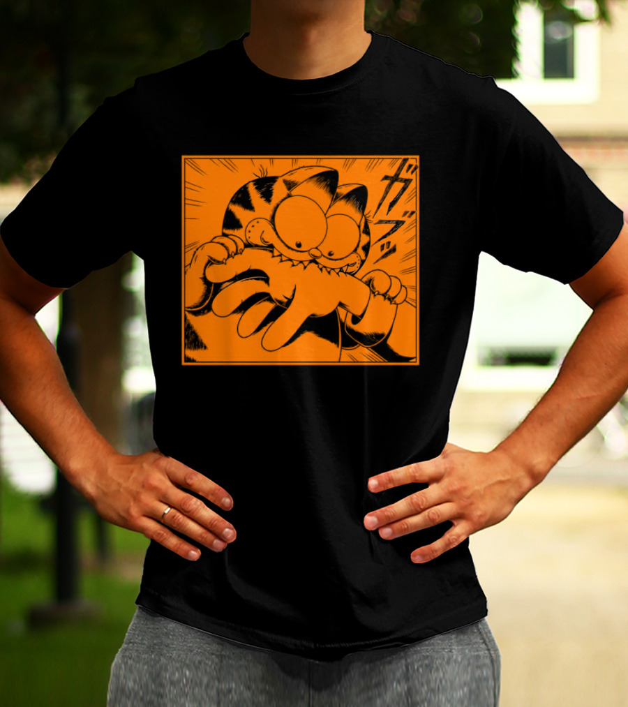 Garfield Manga Style Bite Hand Comic Panel T-Shirt