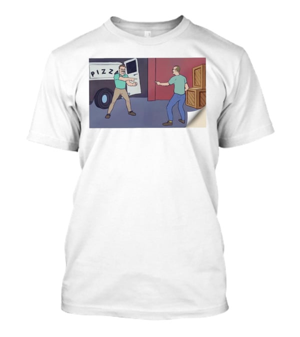 Pizza John Mustache Meme Spider-Man Pointing Scene T-Shirt