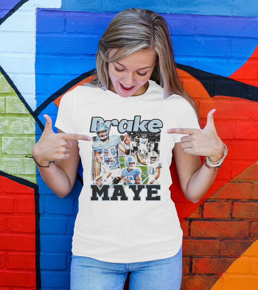 Drake Maye North Carolina Tar Heels Football Quarterback Action Collage T-Shirt