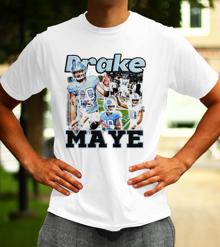 Drake Maye North Carolina Tar Heels Football Quarterback Action Collage T-Shirt