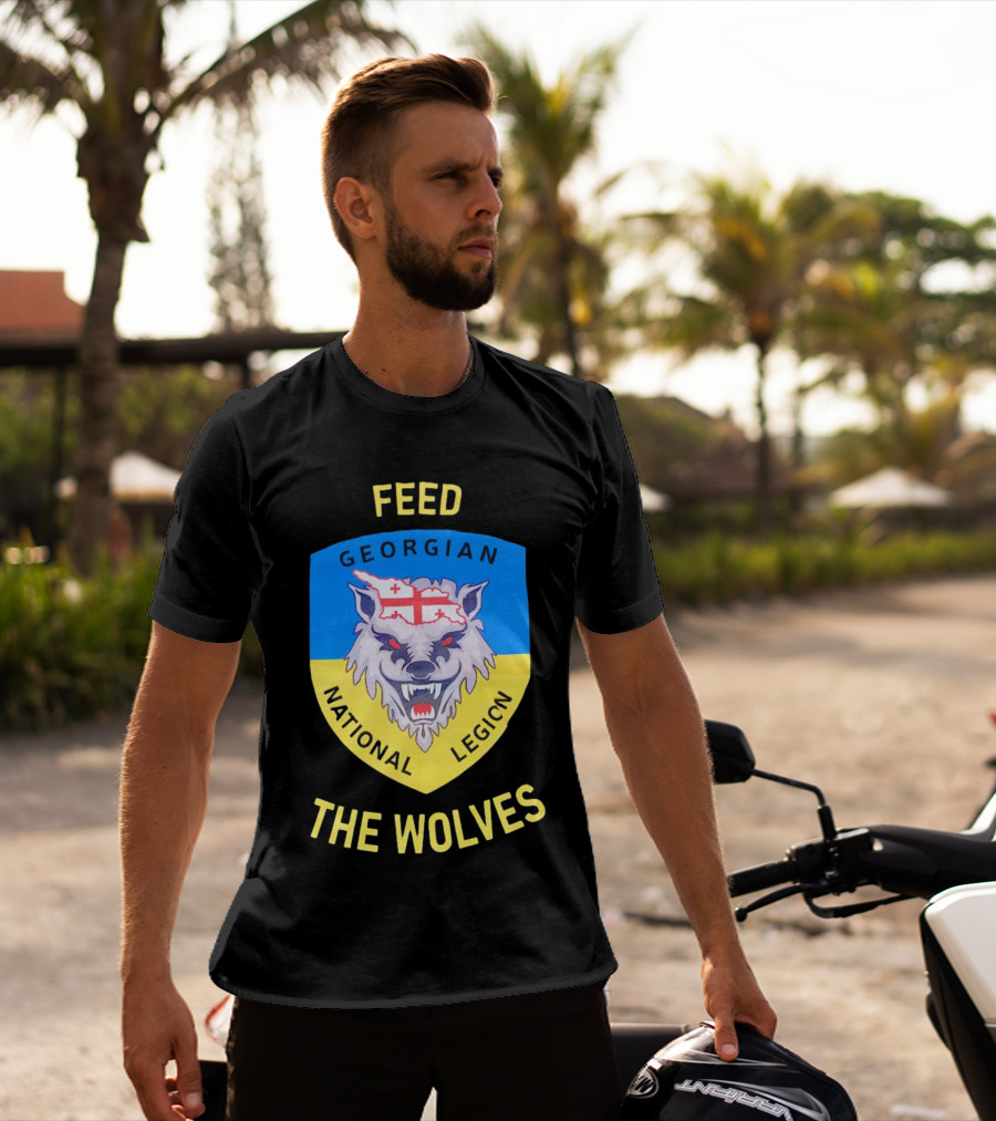Feed The Wolves Georgian National Legion Wolf Badge With Flag Elements T-Shirt