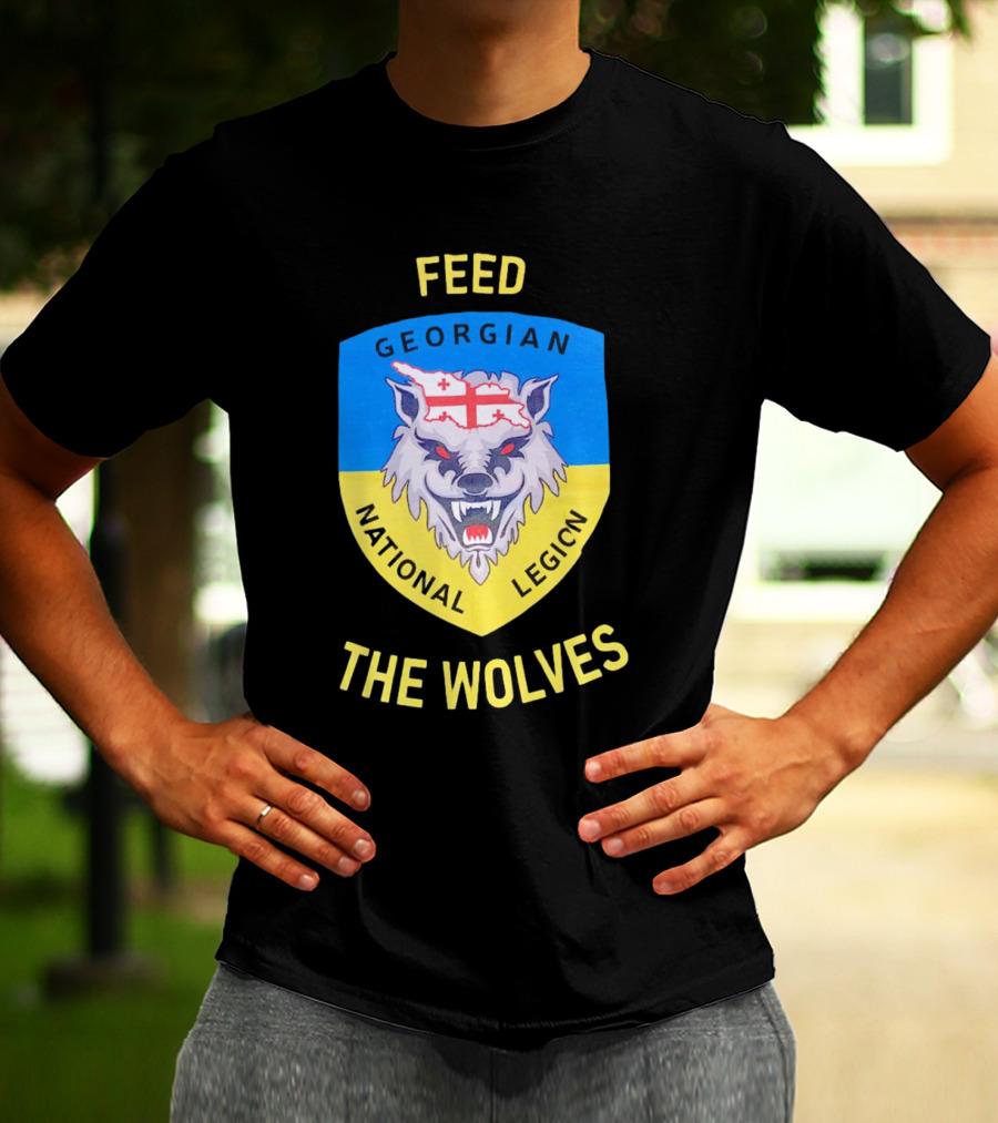Feed The Wolves Georgian National Legion Wolf Badge With Flag Elements T-Shirt