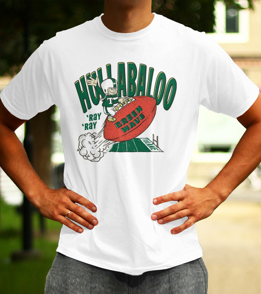 Hullabaloo Ray Ray Tulane Green Wave Football Player Riding Ball T-Shirt