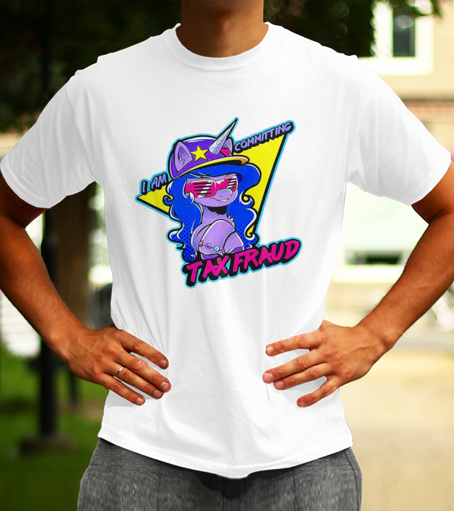 I Am Committing Tax Fraud Unicorn With Sunglasses And Hat T-Shirt