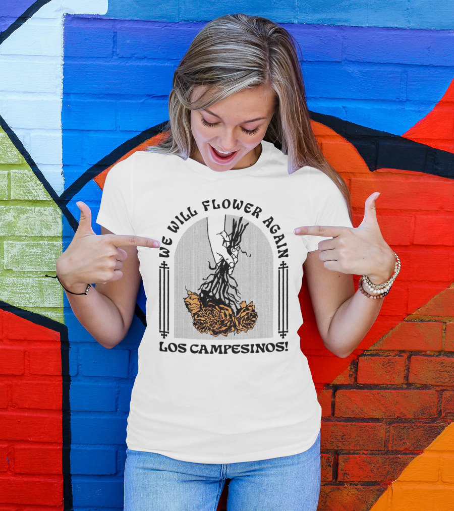 We Will Flower Again Los Campesinos Hand Holding Orange Roses T-Shirt