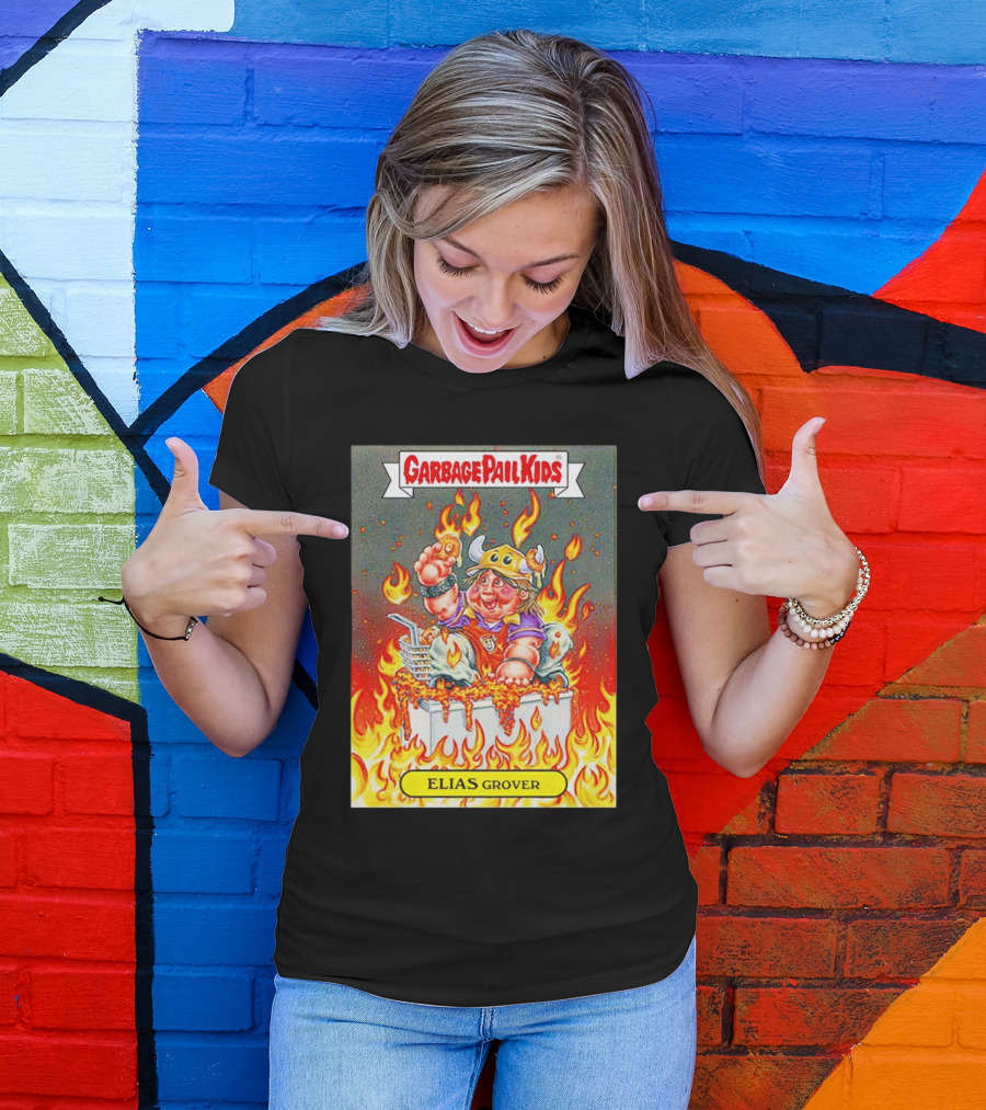 Garbage Pail Kids Elias Grover Viking Costume In Flames T-Shirt