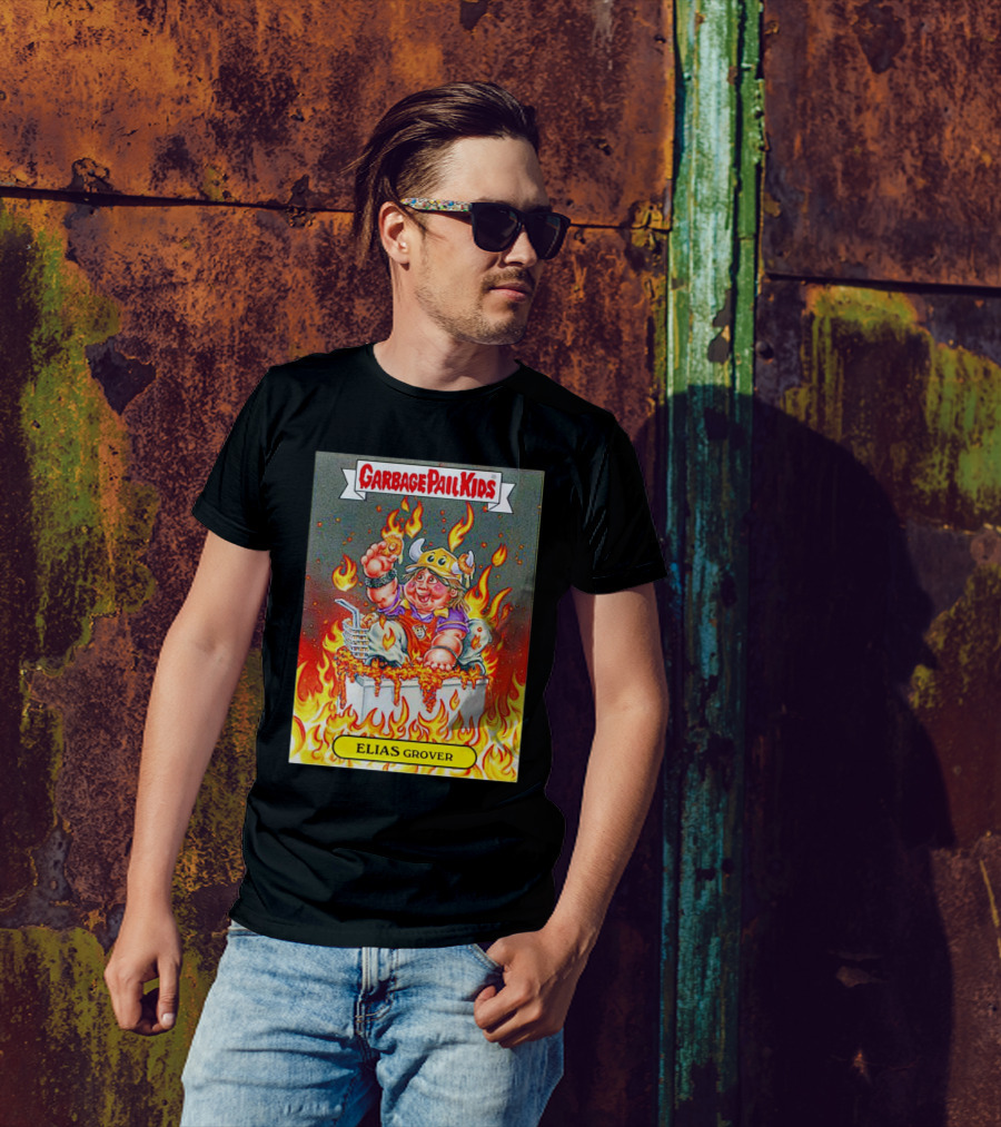 Garbage Pail Kids Elias Grover Viking Costume In Flames T-Shirt