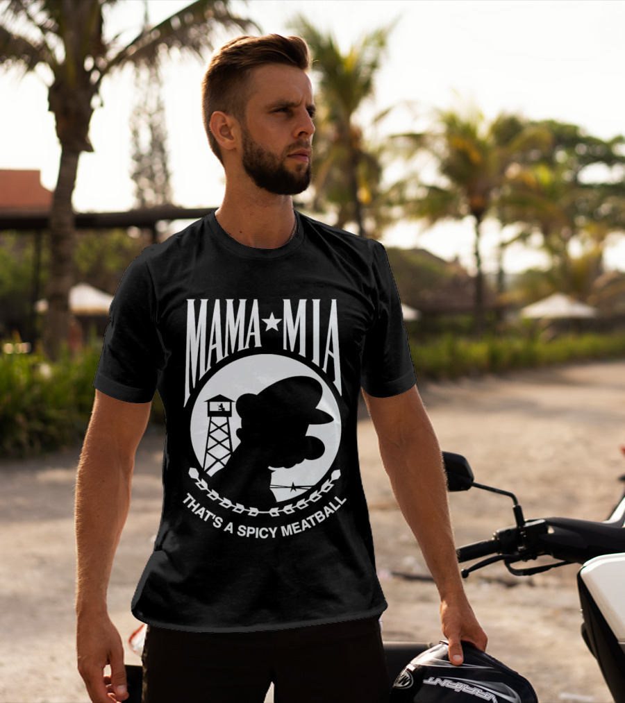MAMA MIA THAT'S A SPICY MEATBALL Mario Silhouette Prison Tower T-Shirt