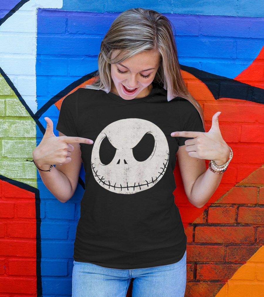 Disney Nightmare Before Christmas Jack Skellington Face Iconic Character T-Shirt