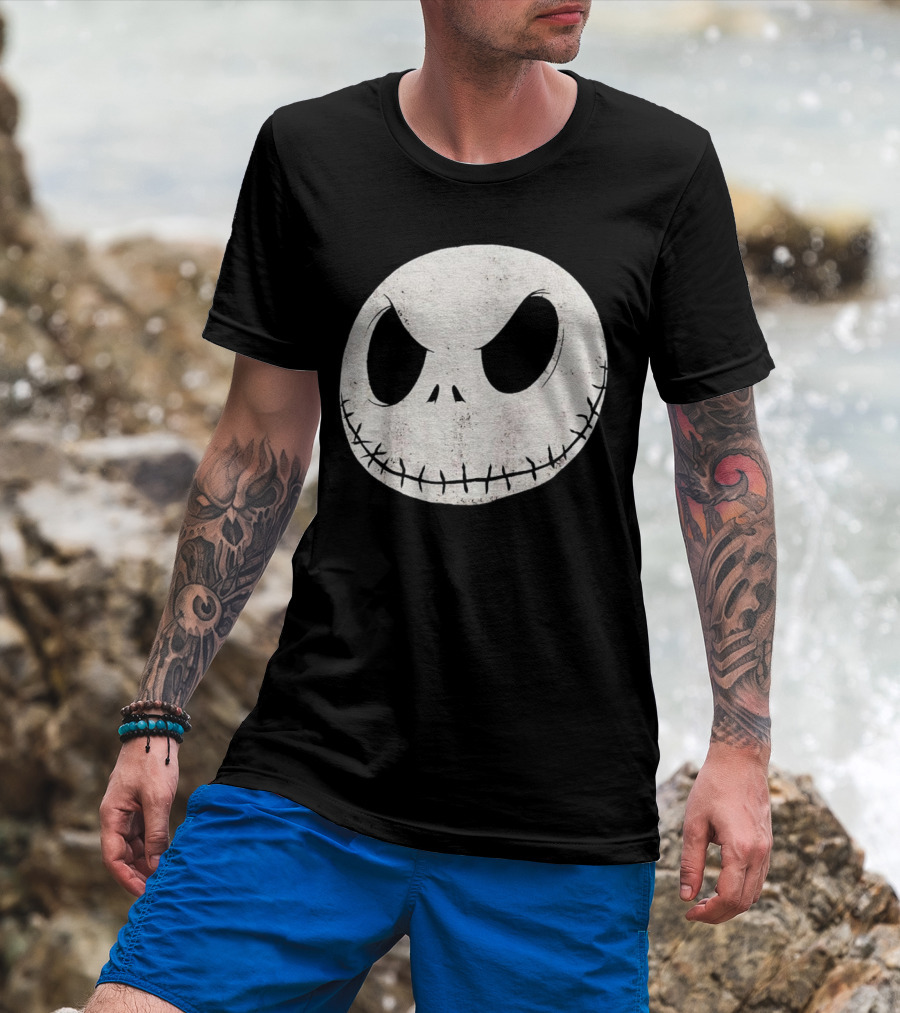 Disney Nightmare Before Christmas Jack Skellington Face Iconic Character T-Shirt