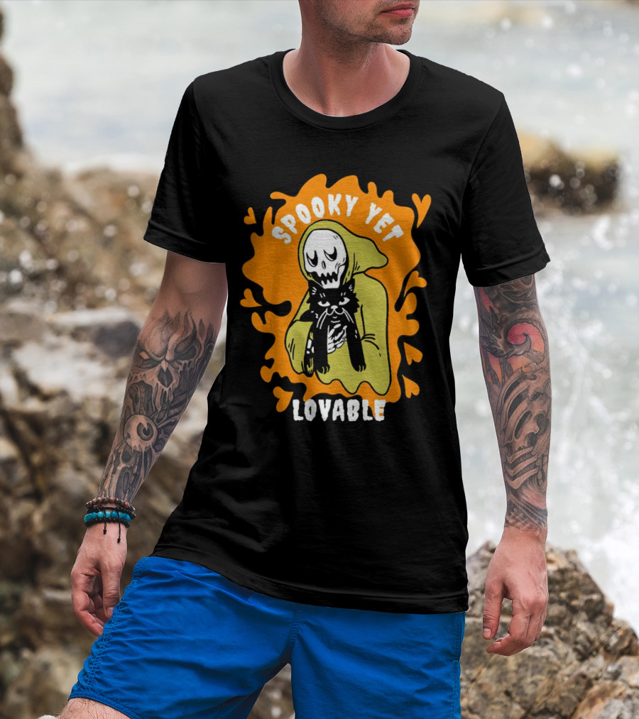 Spooky Yet Lovable Ghost And Cat T-Shirt