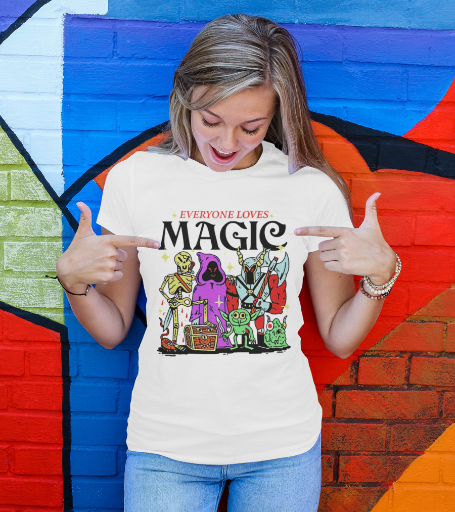 Everyone Loves Magic Skeleton Goblin Knight Chest Stars Sword T-Shirt